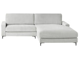 Left Hand Corner Sofa Light Grey Chenille Metal Black Legs 190 x 272 x 83 cm Upholstered Finished Back 3 Seater L-Shaped Modern Style Living Room Beliani