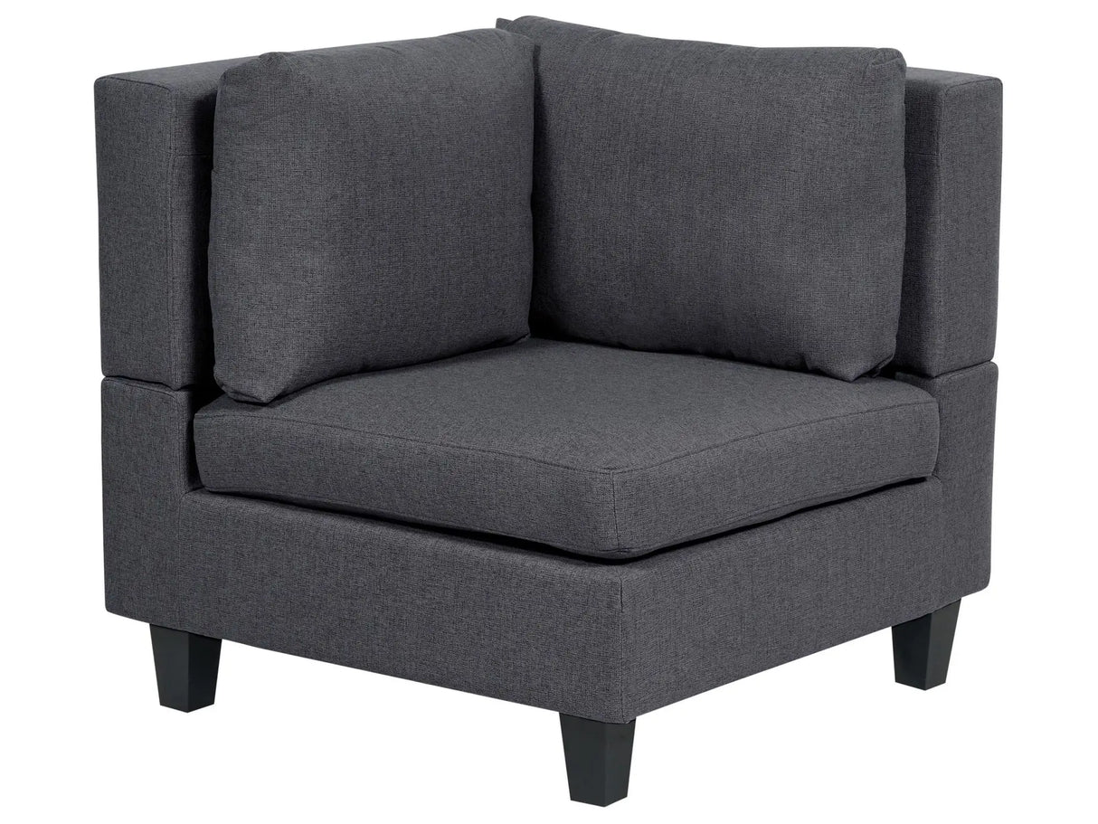 Corner 1-Seat Section Dark Grey Polyester Fabric Upholstered Armchair with Cushion Module Piece Modular Sofa Element Beliani