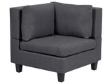 Corner 1-Seat Section Dark Grey Polyester Fabric Upholstered Armchair with Cushion Module Piece Modular Sofa Element Beliani
