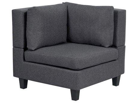 Corner 1-Seat Section Dark Grey Polyester Fabric Upholstered Armchair with Cushion Module Piece Modular Sofa Element Beliani