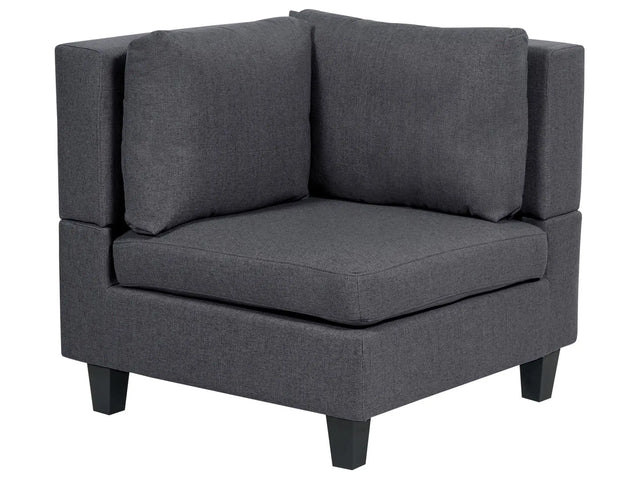 Corner 1-Seat Section Dark Grey Polyester Fabric Upholstered Armchair with Cushion Module Piece Modular Sofa Element Beliani