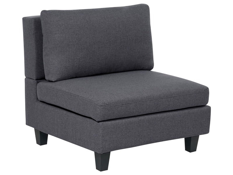 1-Seat Section Dark Grey Fabric Upholstered Armchair with Cushion Module Piece Modular Sofa Element Beliani