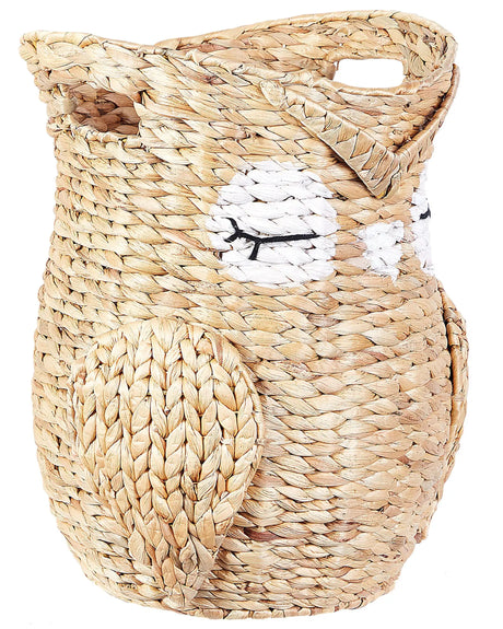 Wicker Owl Basket Natural Water Hyacinth Woven Toy Hamper Child's Room Accessory Beliani
