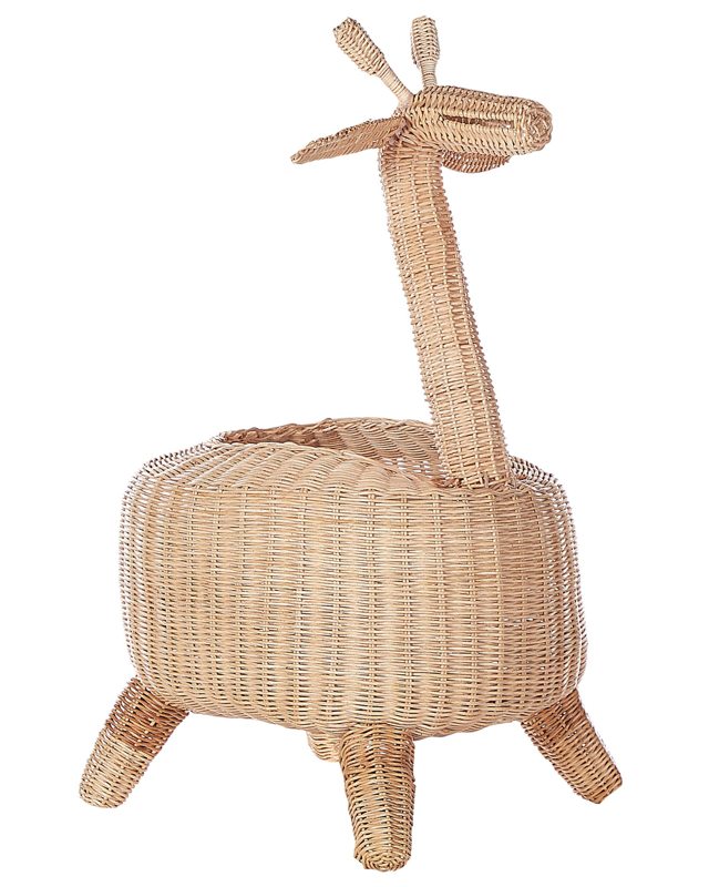 Wicker Giraffe Basket Natural Rattan Woven Toy Hamper Child's Room Accessory Beliani