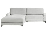 Right Hand Corner Sofa Light Grey Chenille Metal Black Legs 190 x 272 x 83 cm Upholstered Finished Back 3 Seater L-Shaped Modern Style Living Room Beliani