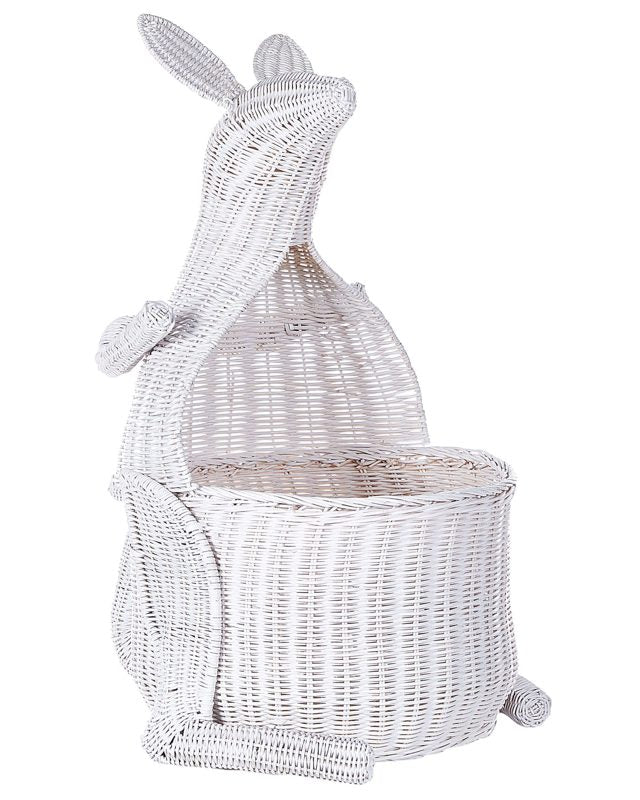 Wicker Kangaroo Basket White Rattan Woven Toy Hamper Child's Room Accessory Beliani