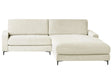 Left Hand Corner Sofa Off-White Fabric Chenille Metal Black Legs 190 x 272 x 83 cm Upholstered Finished Back 3 Seater L-Shaped Modern Style Living Room Beliani