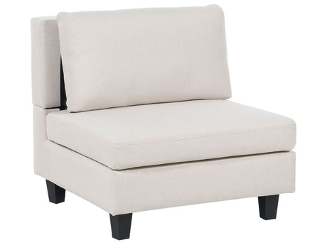 1-Seat Section Light Beige Fabric Upholstered Armchair with Cushion Module Piece Modular Sofa Element Beliani