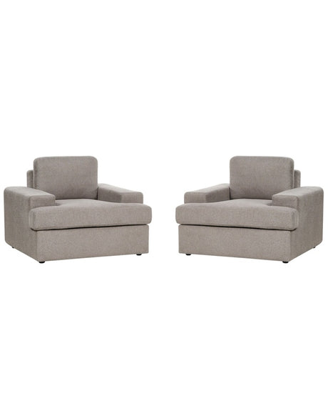 Set of 2 Armchairs Taupe Fabric Upholstered Cushioned Thickly Padded Backrest Classic Living Room Couch Beliani