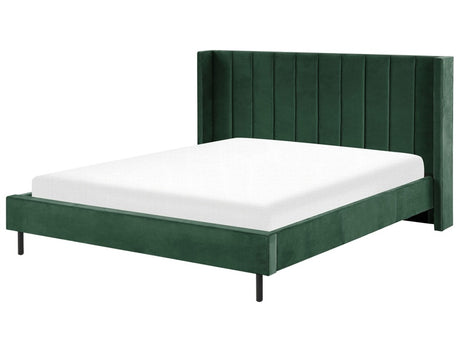 EU Super King Size Bed Frame 6ft Dark Green Velvet Slatted Base Beliani