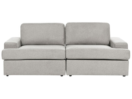 Sofa Light Grey Fabric Upholstered 3 Seater Cushioned Thickly Padded Backrest Classic Living Room Couch Beliani