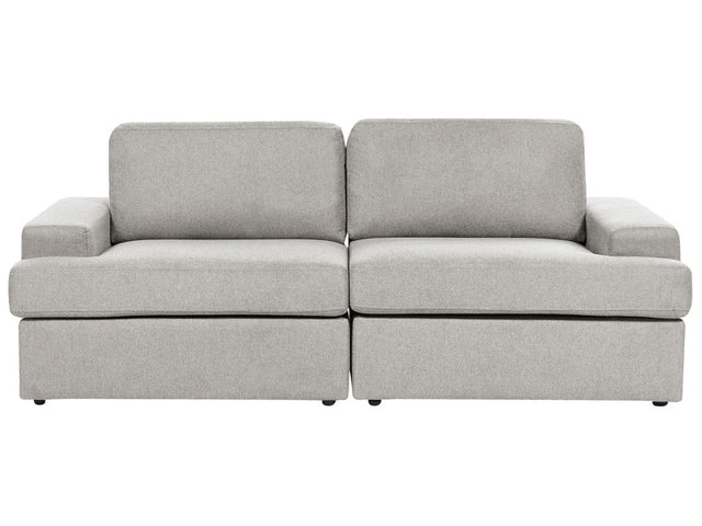 Sofa Light Grey Fabric Upholstered 3 Seater Cushioned Thickly Padded Backrest Classic Living Room Couch Beliani