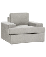 Armchair Light Grey Fabric Upholstered Cushioned Thickly Padded Backrest Classic Living Room Couch Beliani