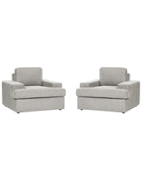 Set of 2 Armchairs Light Grey Fabric Upholstered Cushioned Thickly Padded Backrest Classic Living Room Couch Beliani