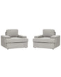 Set of 2 Armchairs Light Grey Fabric Upholstered Cushioned Thickly Padded Backrest Classic Living Room Couch Beliani