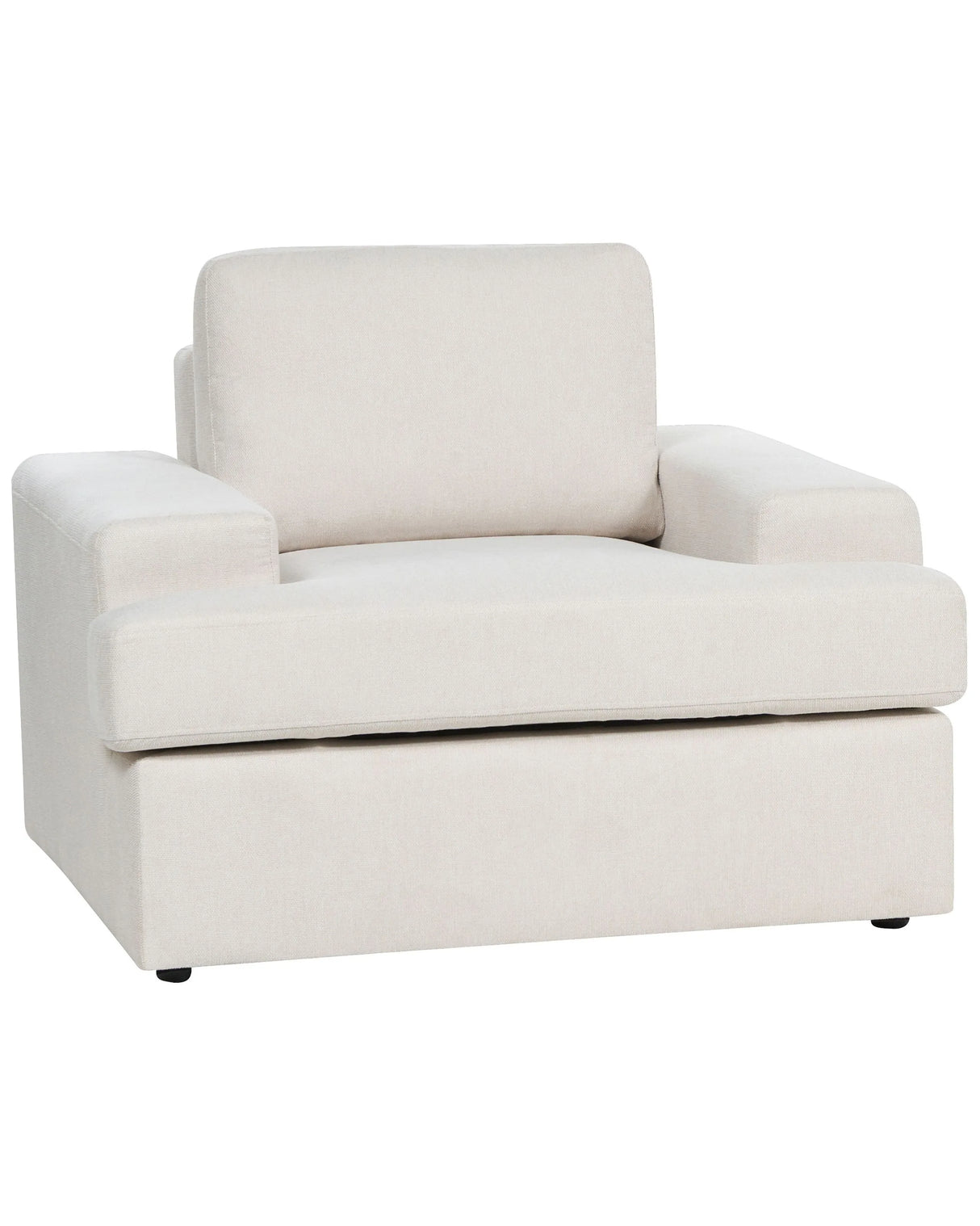 Armchair Light Beige Fabric Upholstered Cushioned Thickly Padded Backrest Classic Living Room Couch Beliani