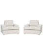 Set of 2 Armchairs Light Beige Fabric Upholstered Cushioned Thickly Padded Backrest Classic Living Room Couch Beliani
