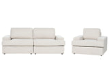Sofa Set Light Beige Fabric Upholstered 4 Seater with Armchair Cushioned Thickly Padded Backrest Classic Living Room Couch Beliani