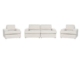 Sofa Set Light Beige Fabric Upholstered 5 Seater with Armchair Cushioned Thickly Padded Backrest Classic Living Room Couch Beliani