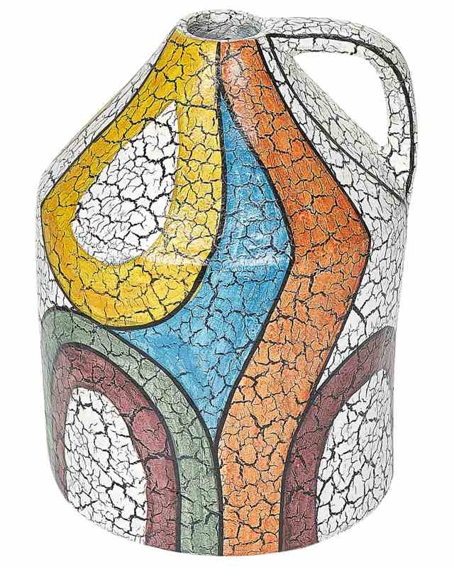 Decorative Vase Multicolour  Terracotta Crackle Effect Painted Vintage Look Jug Shape Beliani