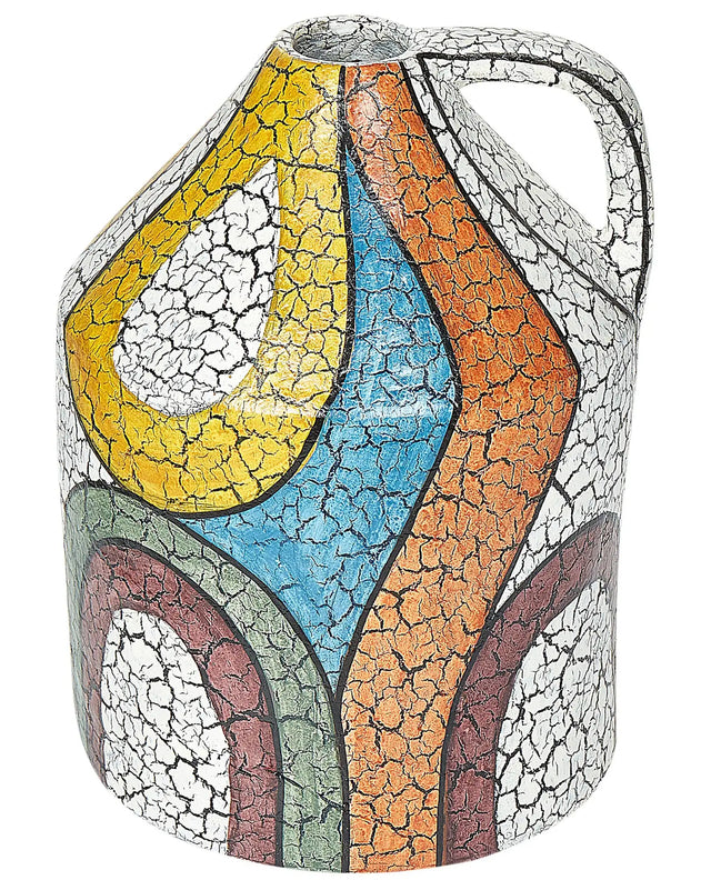 Decorative Vase Multicolour  Terracotta Crackle Effect Painted Vintage Look Jug Shape Beliani