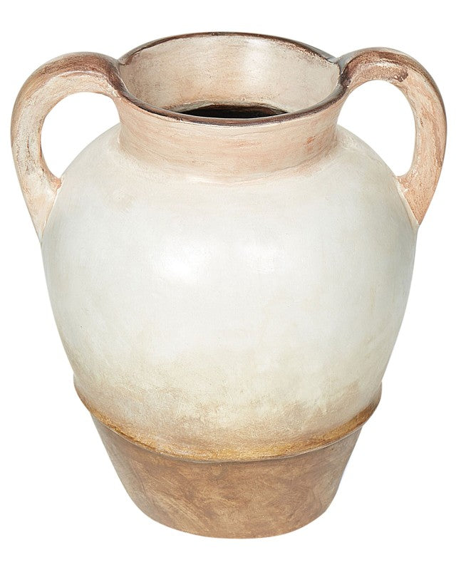 Decorative Vase Beige Terracotta Crackle Effect Painted Vintage Look Jug Shape Beliani