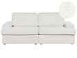 Sofa White Boucle Upholstered 3 Seater Cushioned Thickly Padded Backrest Classic Living Room Couch Beliani