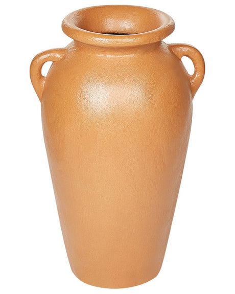 Decorative Vase Orange Terracotta Painted Vintage Look Amphora Shape Beliani