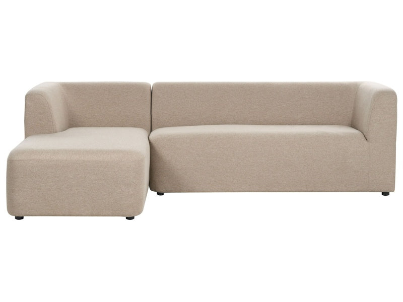 Right Hand Corner Sofa Polyester Beige 4-Seater Upholstered Plastic Legs Fabric Minimalist Modern Beliani