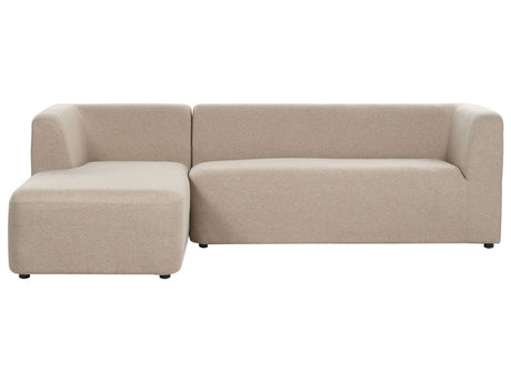 Right Hand Corner Sofa Polyester Beige 4-Seater Upholstered Plastic Legs Fabric Minimalist Modern Beliani