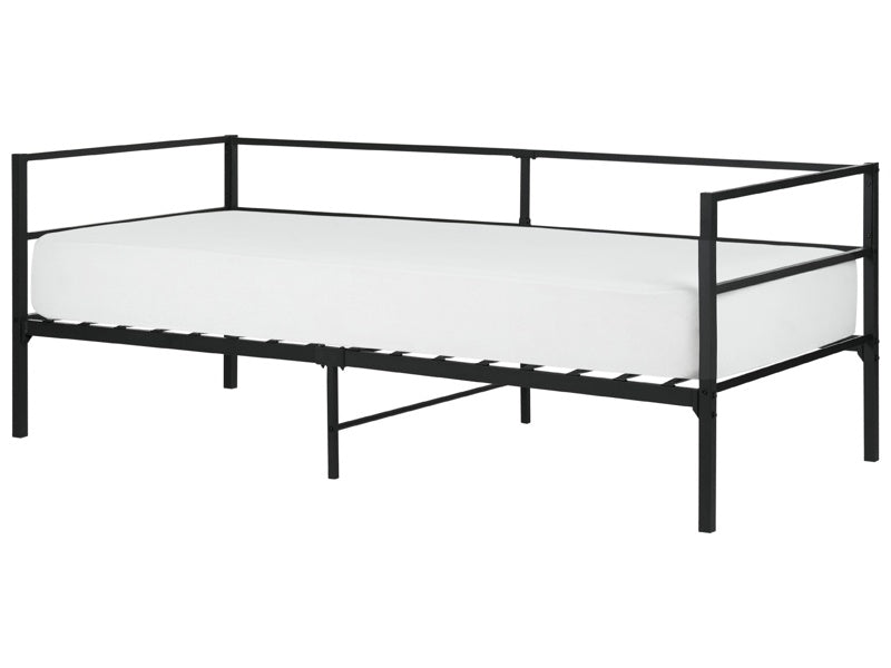 Bed Frame Black Metal EU Single 3ft Industrial Modern Style In-Built Slats Beliani