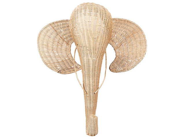 Wall Decor Light Natural Rattan Elephant Handmade Wall Art Modern Industrial Accessory Beliani