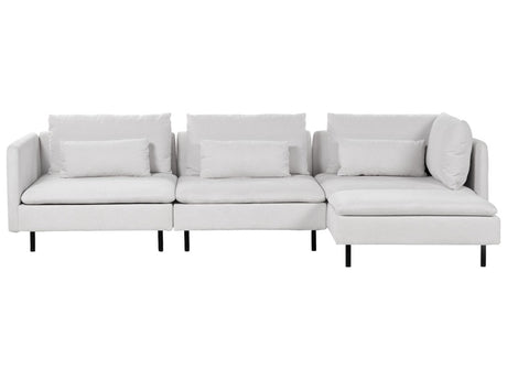 Modular Left Corner Sofa Grey Fabric 3 Seater Sectional Sofa Modern Design Living Room Beliani