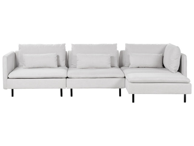 Modular Left Corner Sofa Grey Fabric 3 Seater Sectional Sofa Modern Design Living Room Beliani