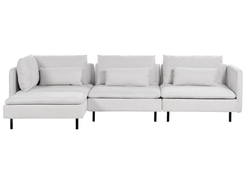 Modular Right Corner Sofa Grey Fabric 3 Seater Sectional Sofa Modern Design Living Room Beliani