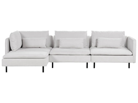 Modular Right Corner Sofa Grey Fabric 3 Seater Sectional Sofa Modern Design Living Room Beliani