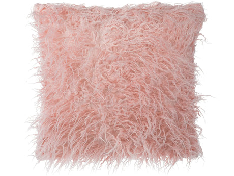 Decorative Cushion Pink Faux Fur Shaggy 45 x 45 cm One Sided Decor Accessories Beliani