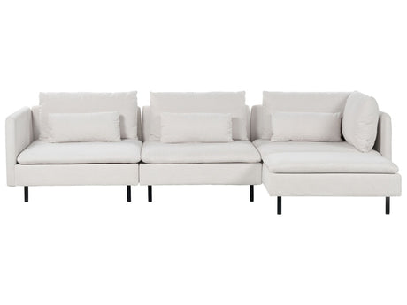 Modular Left Corner Sofa Beige Fabric 3 Seater Sectional Sofa Modern Design Living Room Beliani