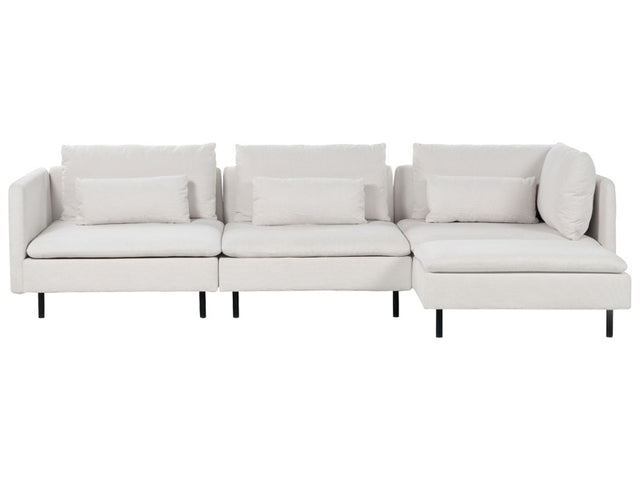 Modular Left Corner Sofa Beige Fabric 3 Seater Sectional Sofa Modern Design Living Room Beliani