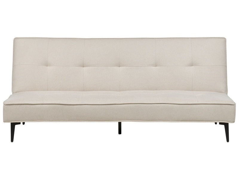 Sofa Bed Beige Fabric Modern Living Room Convertible 3 Seater Armless Minimalistic Design Beliani