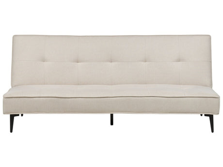 Sofa Bed Beige Fabric Modern Living Room Convertible 3 Seater Armless Minimalistic Design Beliani