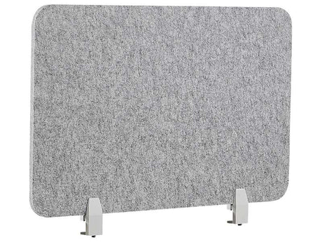 Desk Screen Dark Grey PET Board Fabric Cover 80 x 50 cm Acoustic Screen Modular Mounting Clamps Home Office Beliani