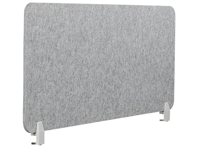 Desk Screen Dark Grey PET Board Fabric Cover 130 x 50 cm Acoustic Screen Modular Mounting Clamps Home Office Beliani