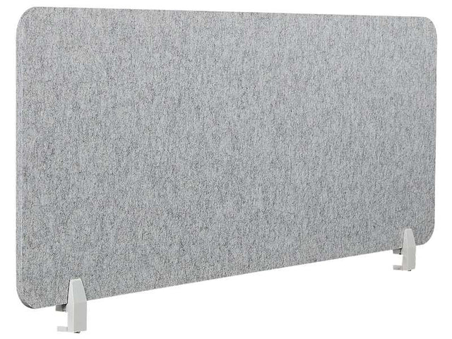 Desk Screen Dark Grey PET Board Fabric Cover 160 x 50 cm Acoustic Screen Modular Mounting Clamps Home Office Beliani