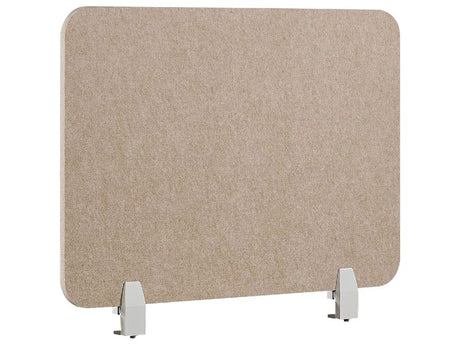 Desk Screen Dark Beige PET Board Fabric Cover 72 x 50 cm Acoustic Screen Modular Mounting Clamps Home Office Beliani