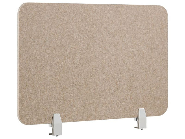 Desk Screen Dark Beige PET Board Fabric Cover 80 x 50 cm Acoustic Screen Modular Mounting Clamps Home Office Beliani