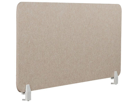 Desk Screen Dark Beige PET Board Fabric Cover 130 x 50 cm Acoustic Screen Modular Mounting Clamps Home Office Beliani