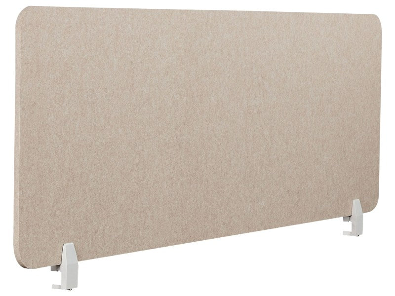 Desk Screen Dark Beige PET Board Fabric Cover 160 x 50 cm Acoustic Screen Modular Mounting Clamps Home Office Beliani