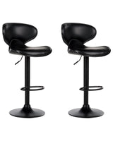 Set of 2 Bar Chairs Black Faux Leather Upholstery Footstool Swivel Gas Lift Adjustable Height Glamour Beliani