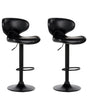Set of 2 Bar Chairs Black Faux Leather Upholstery Footstool Swivel Gas Lift Adjustable Height Glamour Beliani